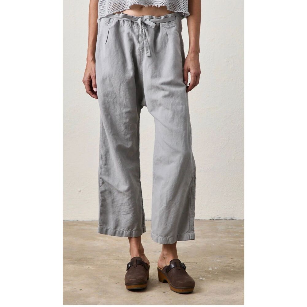 NSF Light Gray Cropped Wide-Leg Pants